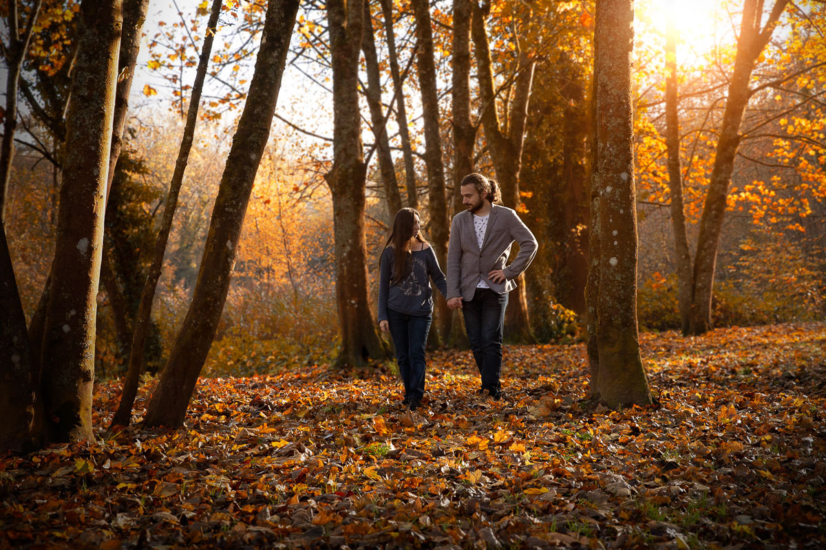 couple foret seance photo professionnelle automne