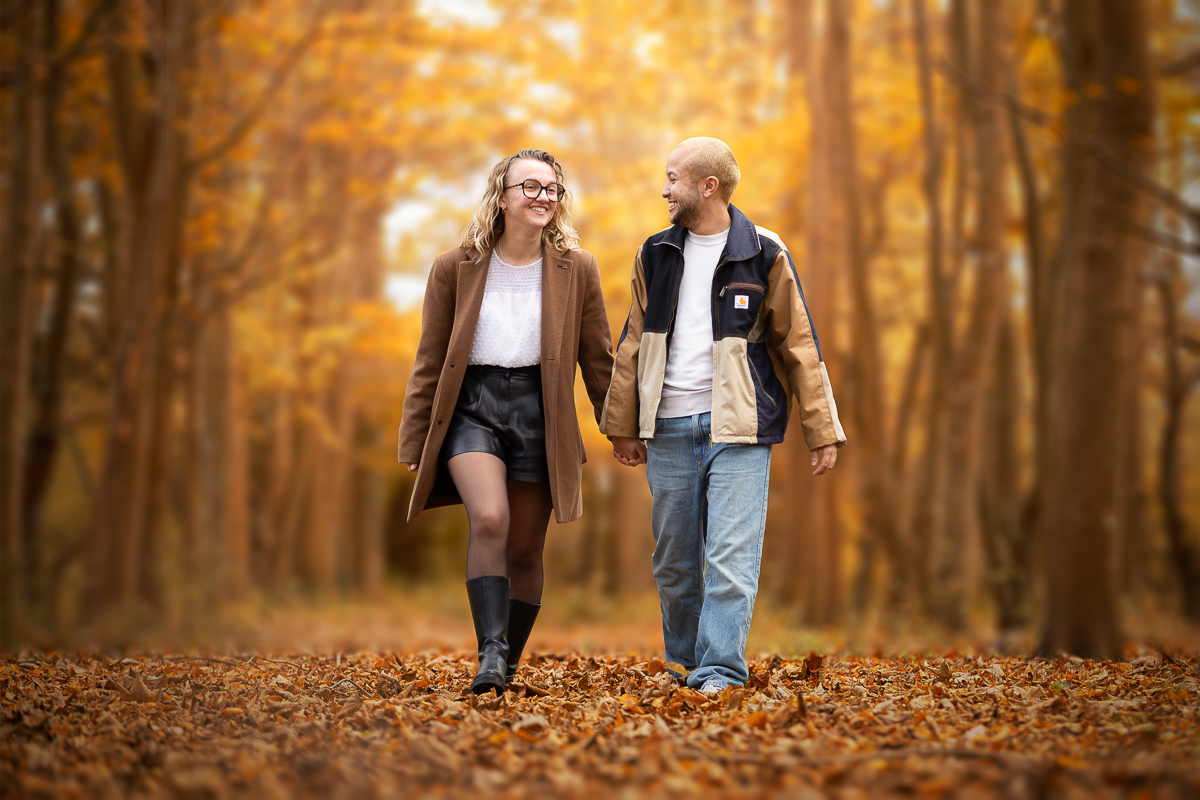 couple foret seance photo professionnelle automne