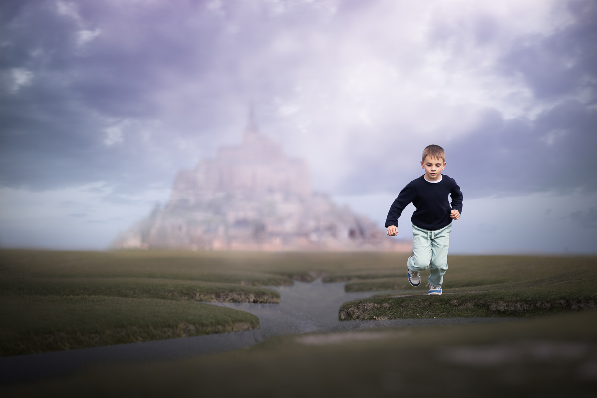 Seance photo mont saint michel enfant orage