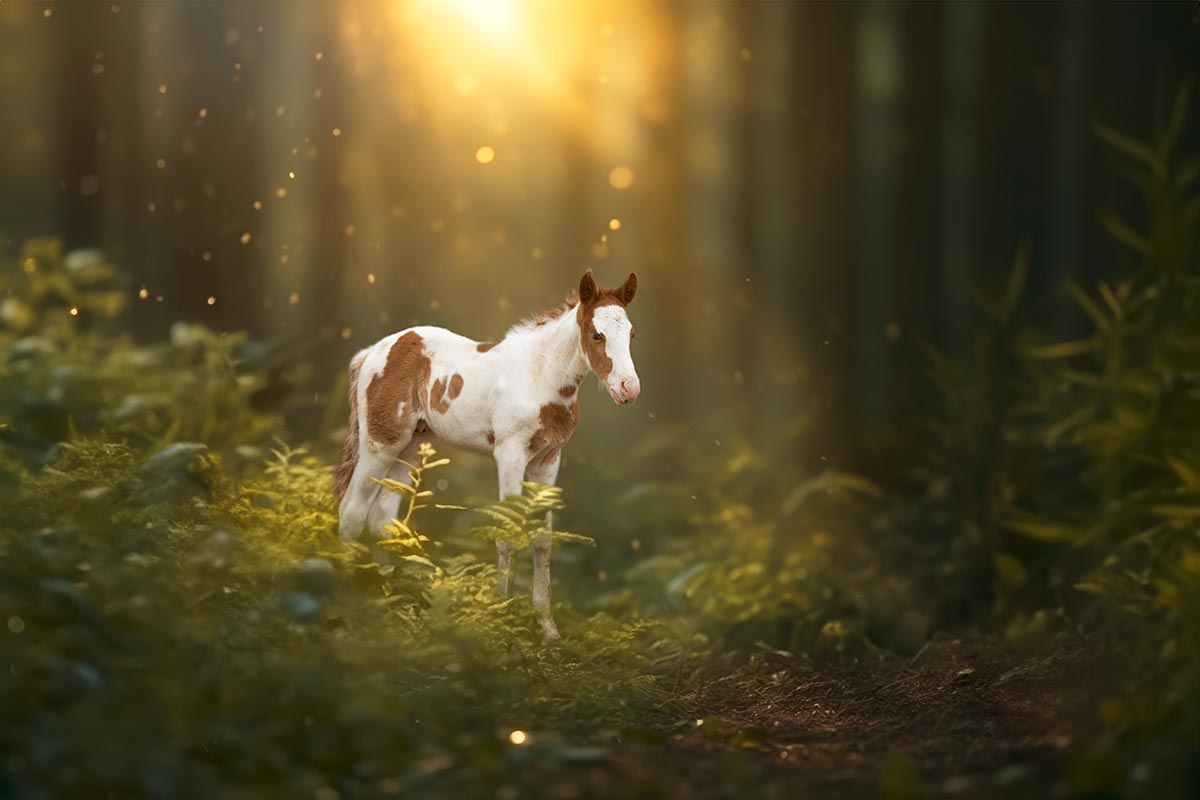 Poulain en foret feerique retouche photo professionnelle formation photo retouche