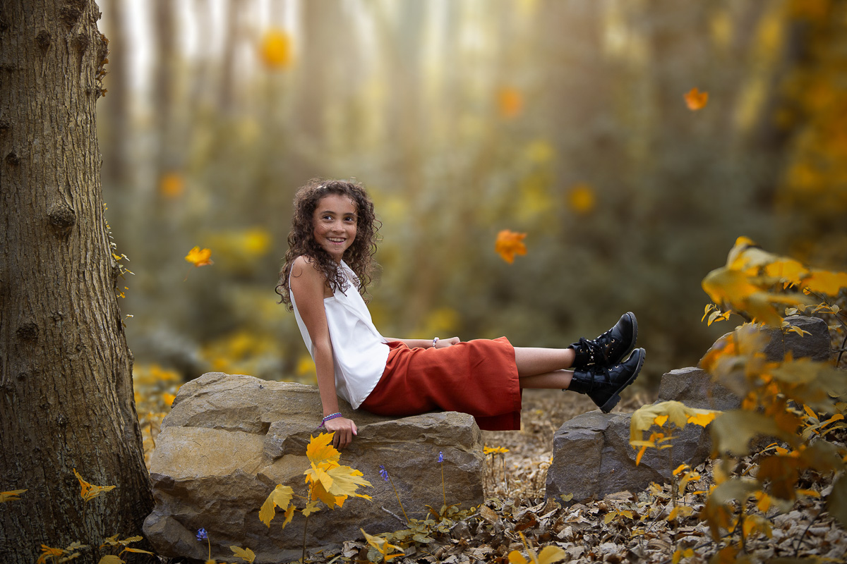 jeune fille foret automne photographe enfants famille